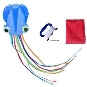 Mayco Bell Octopus Kite - Perfect speelgoed voor kinderen Opvouwbaar groot 28 x 157 inch | Extra 328 voet lijn (Blauw)