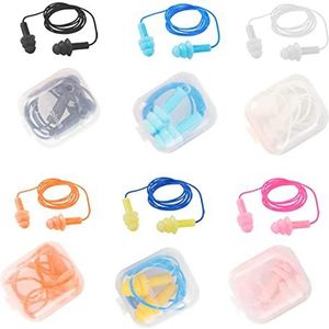 6 Stuks Siliconen Oordopjes Met Touw - Geluidsdicht, Zwem, Gehoorbescherming - Oorplugs Met Opbergdoos