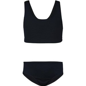 Aquarti Meisjes Sport Bikini Racer Bustier & Bikinibroekje, Jacquard stippen zwart, 152