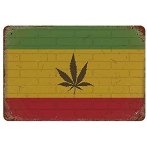 Kleurrijk blad op Rastafari muur vlag creatieve tinnen bord retro metalen tinnen bord vintage muur decor retro kunst tinnen bord grappige decoraties cadeau grappig
