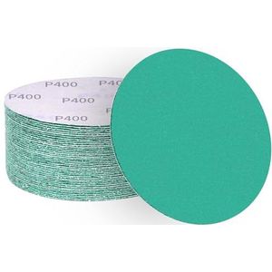 ALPXUXP Schuurpapier 150mm 50 stuks 400 Korrel Klittenband,Schuurschijven Rond Polyesterfolie Schuurpads voor Excentrische Schuurmachine