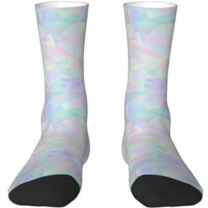 Abstracte iriserende holografische polygonaal, compressiesokken, crew-sokken, casual sokken voor volwassenen, sportsokken