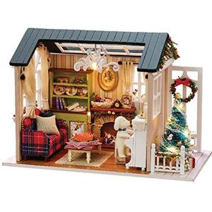 Kavolet DIY poppenhuis miniatuur met meubels, realistische mini 3D houten huis kamer ambacht met meubels LED-verlichting Valentijnsdag cadeau kinderdag verjaardagscadeau decoratie