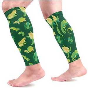 EZIOLY Kikkers en Reptielen Sport Kalf Compressie Mouwen Been Compressie Sokken Kalf Guard voor hardlopen, Fietsen, Moederschap, Reizen, Verpleegkundigen