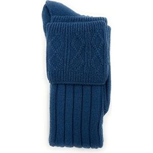 Tartan Tweeds Schotse wollen sokken voor heren met de hand gemaakt in Schotland, Lovat Blauw, 11-13 Plus Tall