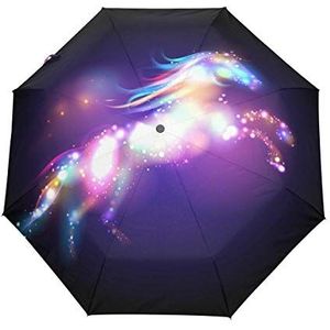 Jeansame Galaxy Paard Sterren Universele Ruimte Vouwen Compacte Paraplu Automatische zon Regen Paraplu's voor Vrouwen Mannen Kid Jongen Meisje