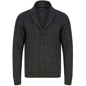 Manji 2 Chunky Cable Knitted Cardigan with Shawl Collar in Charcoal Marl - Tokyo Laundry - L