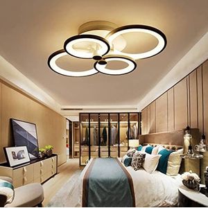 Modern LED Ceiling Light,Dimmable Flush Mount Ceiling Light Acrylic Ceiling Lamp for Living Room Dining Room Bedroom Office (Black,4 licht)