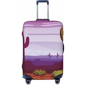 Paars landschap cactus bagagehoes elastische wasbare kofferbeschermer anti-kras reiskoffer cover past 45-70 cm, Zwart, M