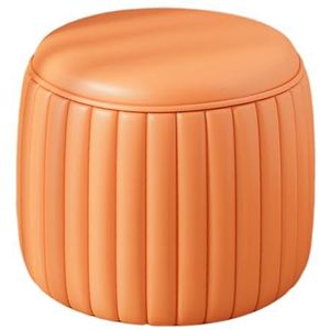 FZDZ ----Kunstlederen kapkruk stoel voor make-upkamer, kruk voor ijdelheid, kleine make-upstoelkruk met doordacht voetbed, voetenbank Ottomaanse voor slaapkamer, woonkamer (kleur: oranje, maat: 36 x