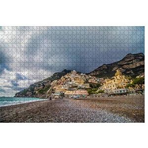Jigsaw Puzzel 1000 Stuks Panoramisch Uitzicht Op Het Strand Met Kleurrijke Gebouwen Van Positano, Italië Brain Challenge Puzzel Voor Kinderen Liefhebbers Puzzel Moeilijk Jongens Klassieke Puzzels