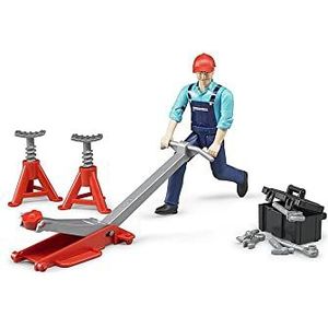 bruder 62100 - bworld figuur set werkplaats, speelgoed figuur, motor werkplaats, auto werkplaats