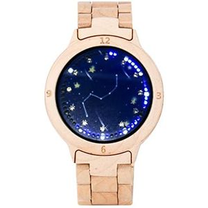 Handgemaakt Rood sandelhout LED Licht touchscreen diamant wijzerplaat houten horloge creatieve rode sterrenhemel oppervlak lichtgevend horloge Huwelijksgeschenken (Color : 1)