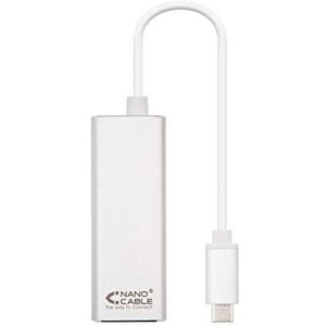 Nano Cable 10.03.0402 Ethernet netwerkadapter USB-C (Gigabit 10/100/1000 Mbps, pc, laptops, Windows 10,8,7, XP, Vista, Mac OS en Linux), zilverkleurig