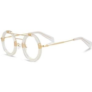 Halloween cadeau, Brilmonturen Acetaat Rond Unisex Multicolor Met Lenzen(White)