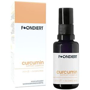 Foondiert® - Direct Spray Curcuma Support Complex. Antioxidans met een hoog gehalte van de actieve bestanddelen van kurkuma. Bevat de gepatenteerde CAVACURMIN®. Praktisch en aangenaam als spray.