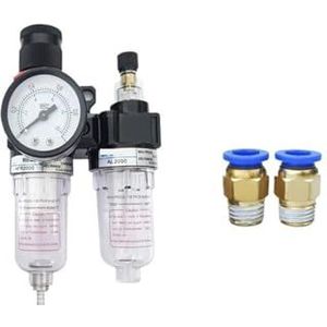 HUUOQIWY Gecombineerd luchtregelingsfilter AFC2000 met 1/4 inch FRL-aansluiting, drukregelaar en gecombineerd smeermiddel (AFC2000 PC4-02)