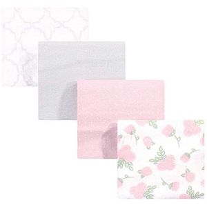 Hudson Baby Unisex Baby Katoen Flanel Ontvangen Dekens, Grijs Roze Rose, One Size
