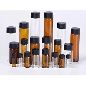 10/20 3ml-50ml laboratorium transparante bruine schroefdopmonsterflessen met laag borosilicaatglas en lekvrije PE-voering (20ml helder, 10 stuks)(3ml brown 20pcs)