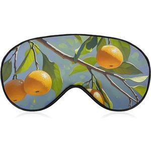 Ademend oogmasker oranje takken bedrukt zachte slaap oogmaskers met verstelbare riem oogbedekking ooglapjes lichtblokkerende oogmasker voor kantoor, dutje reizen
