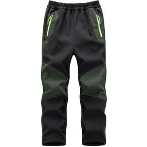 Hpbygstae Softshellbroek voor kinderen, waterdichte thermische broek, winddicht, voor jongens en meisjes, outdoor, wandelen, vrije tijd, winterbroek, outdoorbroek, skibroek, #34-groen, 122/128 cm