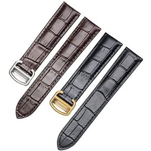 LQXHZ Horlogeband Lederen Horloge Band Strap Goud Zilveren Invoering Gesp Sluiting 20mm 22mm 23mm 24mm 25mm Compatibel met Cartier Horlogeband(Brown silver,20mm)