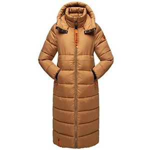 Navahoo Warme winterjas voor dames, met capuchon, kristalbloem, XS-XXL, camel, XL
