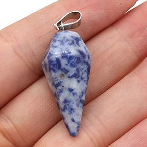 Natural Stone Pendants Blue Turquoises Red Agated Crystal for Jewelry Making Women Necklace Earrings Gift 15x33mm-Blue-vein
