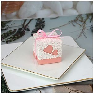 Geschenkdoos voor Vakantie 20/50 / 100 stks Baby Foot Candy Box Baby Shower Carriage Papier Zoete Zak Voetafdrukken Party Gunst Dozen Doop Container Cadeaubon Xmas Geschenkdoos (Color : Heart Pink,