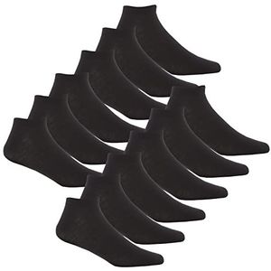 Heren Bamboe Trainer Ademend Sport Sneaker Liner Sokken (6 of 12 Paren), 12 paar - effen zwart, 40-45 EU