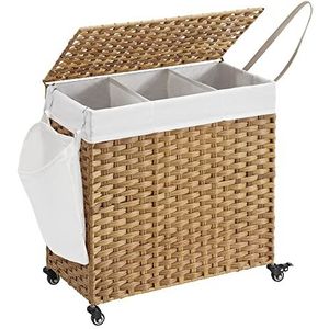 Wasmand - Groot - 3-delig - 140 l - PP-Rotan - Met Deksel