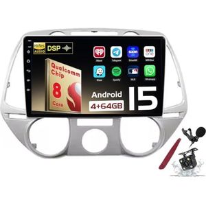 Android 15 Autoradio Sat Navi voor H-yundai I20 (2008-2012) 9 Inch Touchscreen Multimedia Speler met Draadloze Carplay GPS Navigatie FM RDS Bluetooth 5G-WiFi SWC DSP,M100s