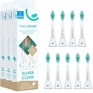 happybrush® Duurzame opzetborstels voor elektrische sonische tandenborstel Eco VIBE 3 - Wit/Mint - 3x3 stuks