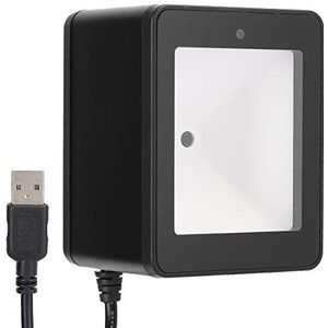 QR Barocde-scanner, CMOS desktop-barcodescanner met groot scanvenster voor afgedrukte streepjescodes, goederencodes en streepjescodes op het mobiele telefoonscherm(Zwart)