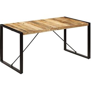 vidaXL Eettafel 160x80x75 cm massief mangohout