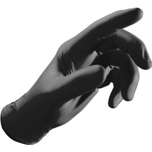 FERRETERIA LEPANTO Nitril wegwerphandschoenen, poedervrij, 100 stuks, extra sterk, zwart, maat L