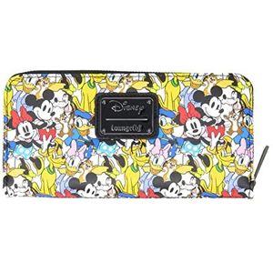 Loungefly Disney Mickey Mouse en vrienden Allover Print Rits Rond Portemonnee, Wit, M, Portemonnee met ritssluiting