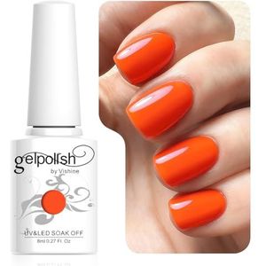 Vishine 8 ml gelnagellak, semi-permanent, UV, LED, in 298 verschillende kleuren, voor nail art, manicure, oranje, rood, #043