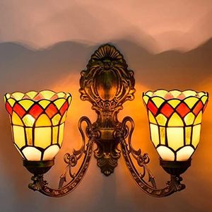 Tiffany Stijl Wandlamp Geel Gekleurd Glas Wandlamp LED Decoratieve Verlichting Gang Slaapkamer Woonkamer Badkamer Wastafel Lamp