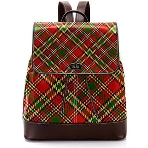Geruite patroon groene rode kerst gepersonaliseerde schooltassen boekentassen voor tiener, Meerkleurig, 27x12.3x32cm, Rugzak Rugzakken