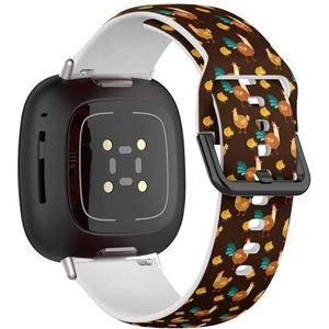Zachte sportband compatibel met Fitbit Sense/Sense 2 / Versa 4 / Versa 3 (schattige bruine kip), siliconen armband, accessoire