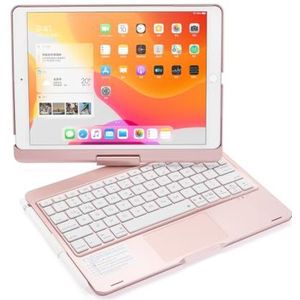 Toetsenbordhoes voor iPad 9th/8th/7th Gen 10.2""/Air 3rd Gen/Pro 10.5"", 360° Draaibaar, 7-Kleuren Verlicht Toetsenbord met Trackpad & Penhouder,Zilver