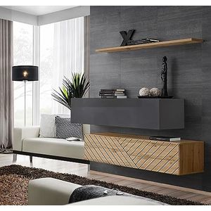 Deconation Set van 3 wandmeubels Switch Dressoir II - Beige en Grijs - L 130 x H 110 x D 40 cm