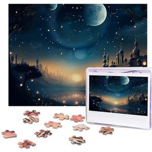 500 stukjes puzzel voor volwassenen uitdagende puzzel voor spel nachten geschenken gepersonaliseerde foto puzzel maan ster nacht aangepaste houten puzzel voor familie, afgewerkte grootte 51,8 cm x 38