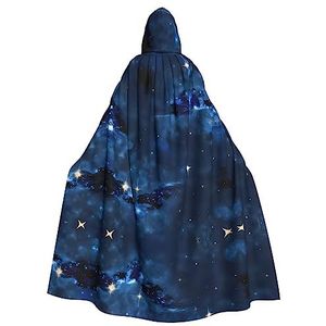 OdDdot Damesmantel met capuchon, ideaal voor Halloween-kostuums voor volwassenen, heksencosplay, themafeest, blauw sterrenstelsel