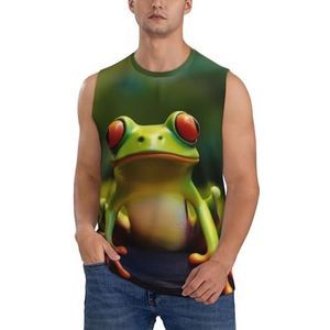 Heren tanktop mouwloos T-shirt grappige groene kikkers - ademend sneldrogend heren vesten bodybuilding atletische zomer workout tanktops, 3 D, S
