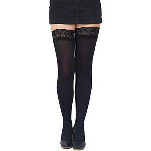 SENTELEGRI Kleurrijke ondoorzichtige 40 denier microvezel hold ups kousen, maten S-XXL, Zwart, XXL