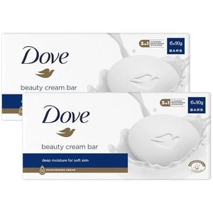 Dove Orginal Beauty Cream Bar 3-in-1, reinigt, hydrateert en verzorgt, sulfaatvrije badzeep voor een zachte en soepele huid, geschikt voor dagelijks gebruik, 6 x 90 g, verpakking van 2 stuks