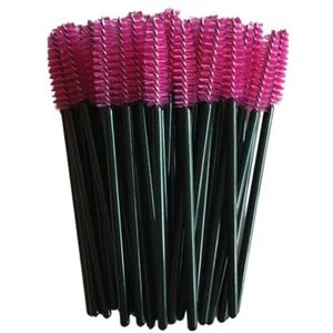 Wegwerp-wimperkwasten, wimperborstel, wimperborstel voor wimperverlenging, applicator voor mascara, 50 stuks (zwart en roze)