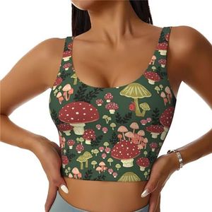 Bright Mushrooms Art Print Vrouwen Workout Tank Tops Racerback Mouwloos Sport Vest voor Yoga Gym Atletische, Zwart, S